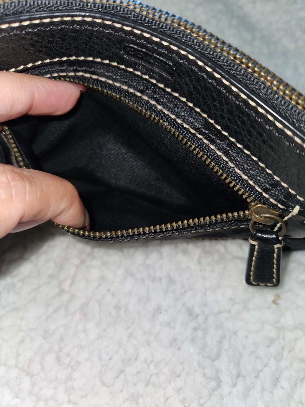 Coach Black Canvas Wristlet with Contrast Stitching - Picture 8 of 10